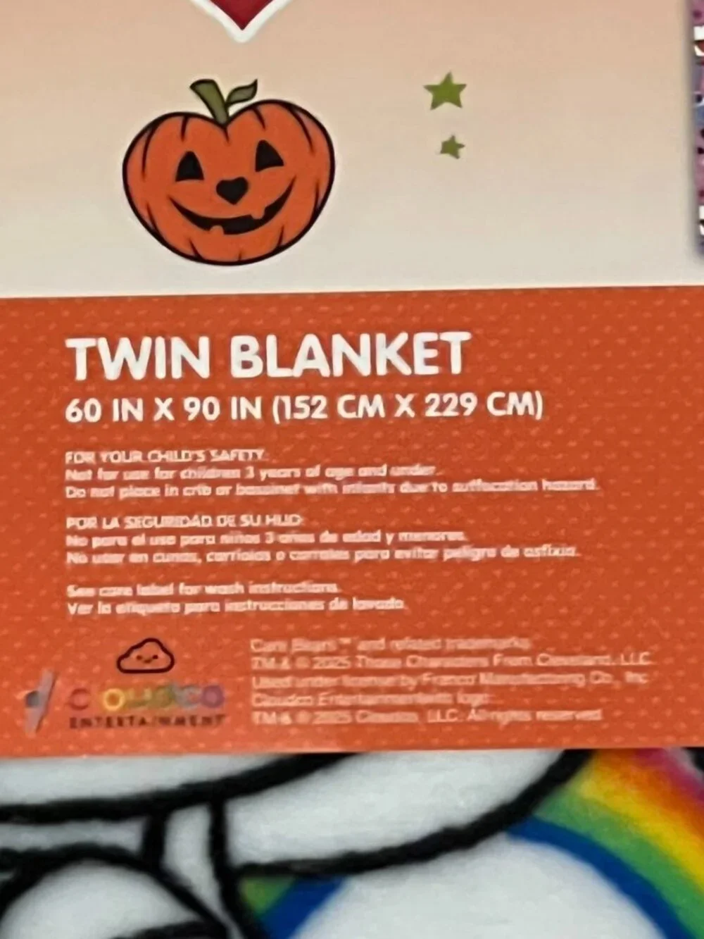 CARE BEARS TWIN Throw Blanket 60x90 Pink Halloween Mummy Witch Pumpkin Bats NWT